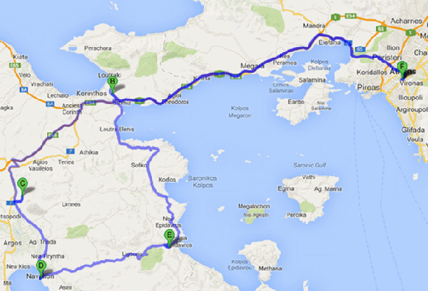 Map of Argolis Tour