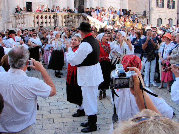 Dancers in front of Church of St. Blaise
